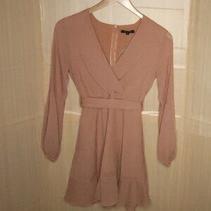Jjwm Womens New Rose Pink Textured Faux Wrap Dress Small